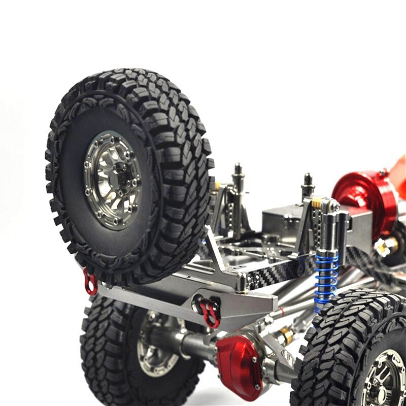 SCX10 CNC Rear Bumper Bull Bar with Spare Tire Carrier Shackles for Rock Crawler Rc Truck SCX10 II Jeep Wrangler