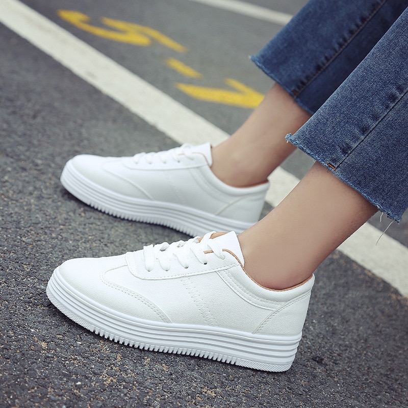 Witte Schoenen Vrouwen Sneakers Casual Vrouwen Flats Sneakers Schoeisel Dikke Zool Hoogte Toenemende Schoenen 3Cm YX1526