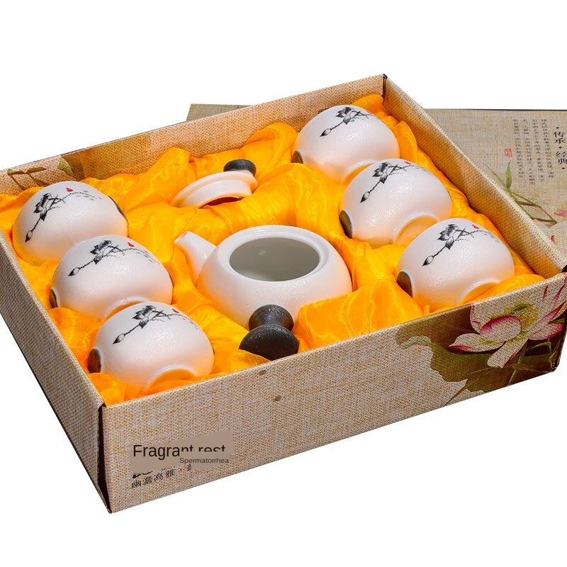 7 PCS Set China Kung Fu Tea Set Japanese Style Ceramic Pot Chinese Tea Cup Porcelein Tea Cups 1 Teapot With 6 Cups Good