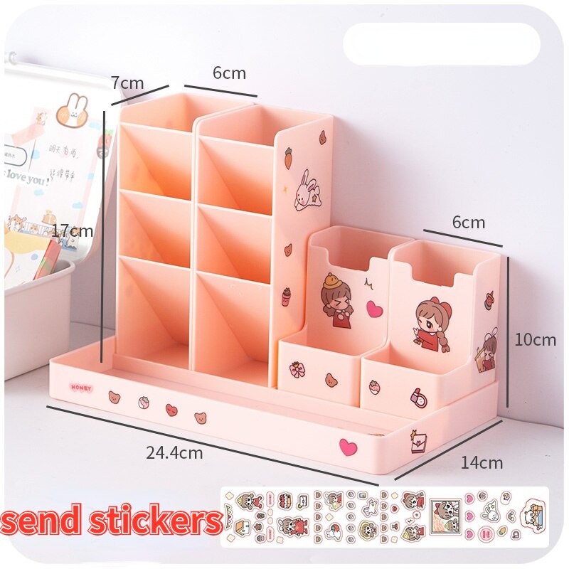 Kawaii Desktop Stationery Organizer Pen Holder Storage Box Set Office Desk Storage Shelf Office Desktop Organizer Cute Storage