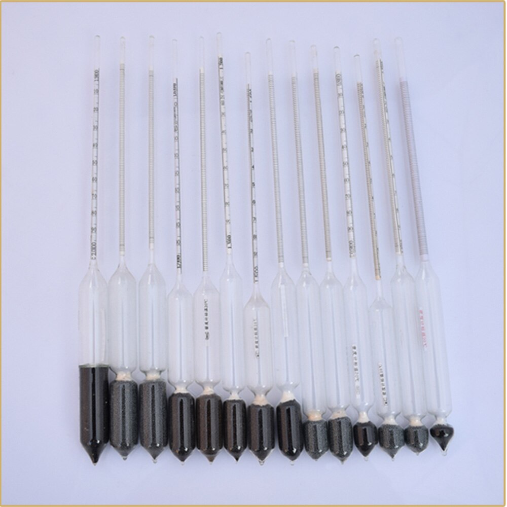 14 PCS/lot 0.6-2/m3 glass hydrometers chemical laboratory glass Densitometers liquid hydrometer densimeter Density Meter