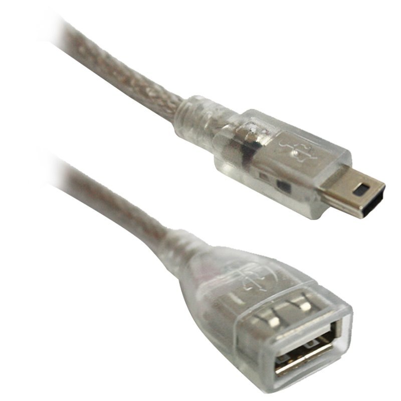 USB 5 PINOUTS MALE-USB FEMALE IPOD CABLE BLUE TRANSPARENT 30 CM POWERMASTER (SL-UKF3)