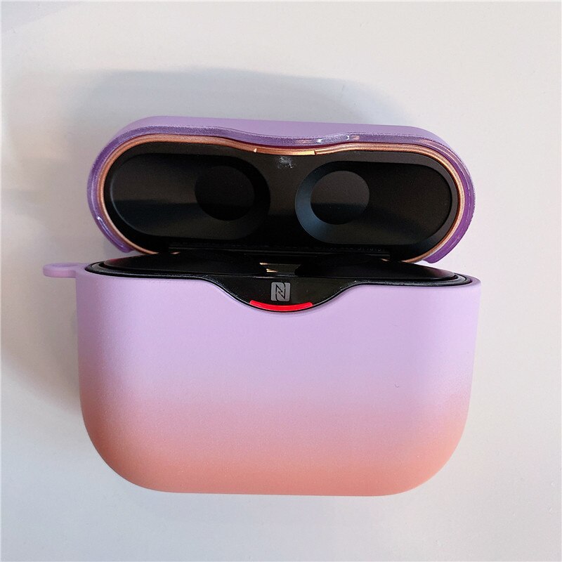 Earphone Case For SONY WF-1000XM3 Gradient Color Headset Protective Case Wireless Bluetooth Headset Accessories Charging Box: Purple pink