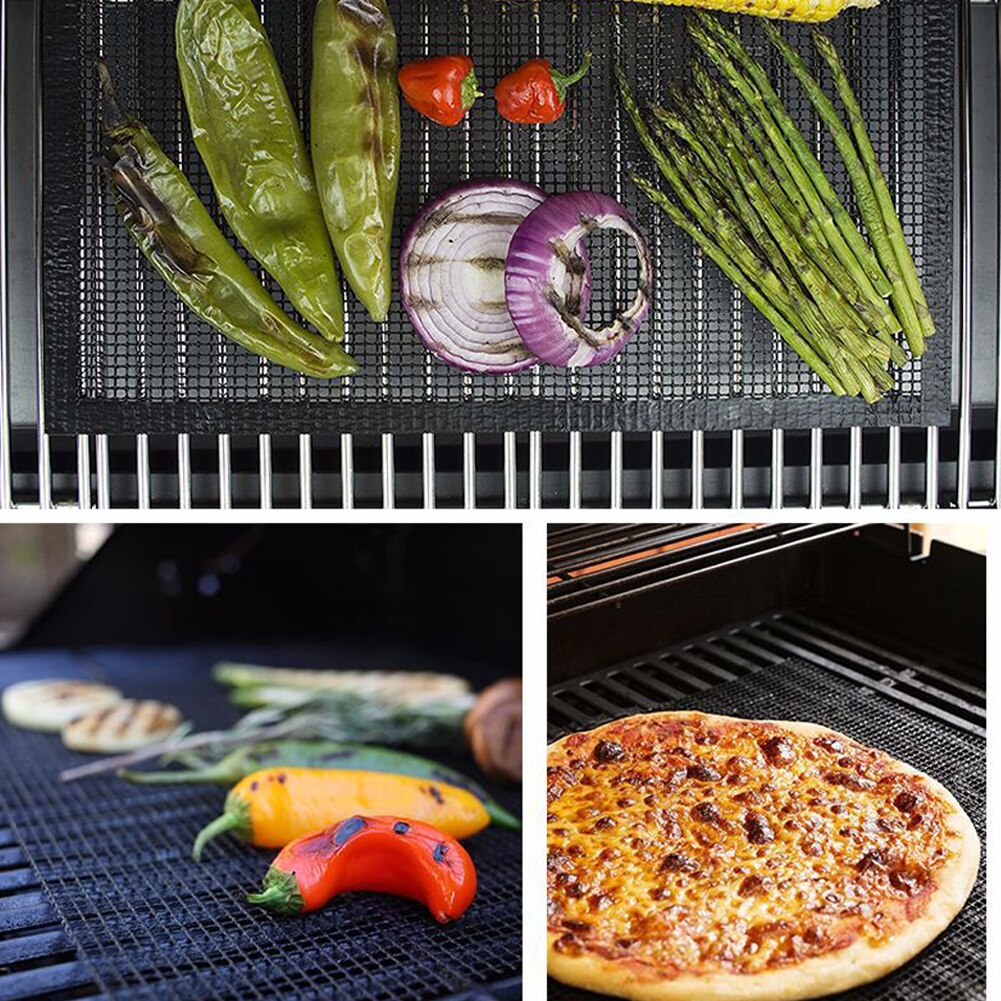 Non Stick BBQ Grill Mesh Reusable Teflon Grilling Net Barbecue Mat for Grilling,Cooking,Baking,Barbecue,40 x 33cm