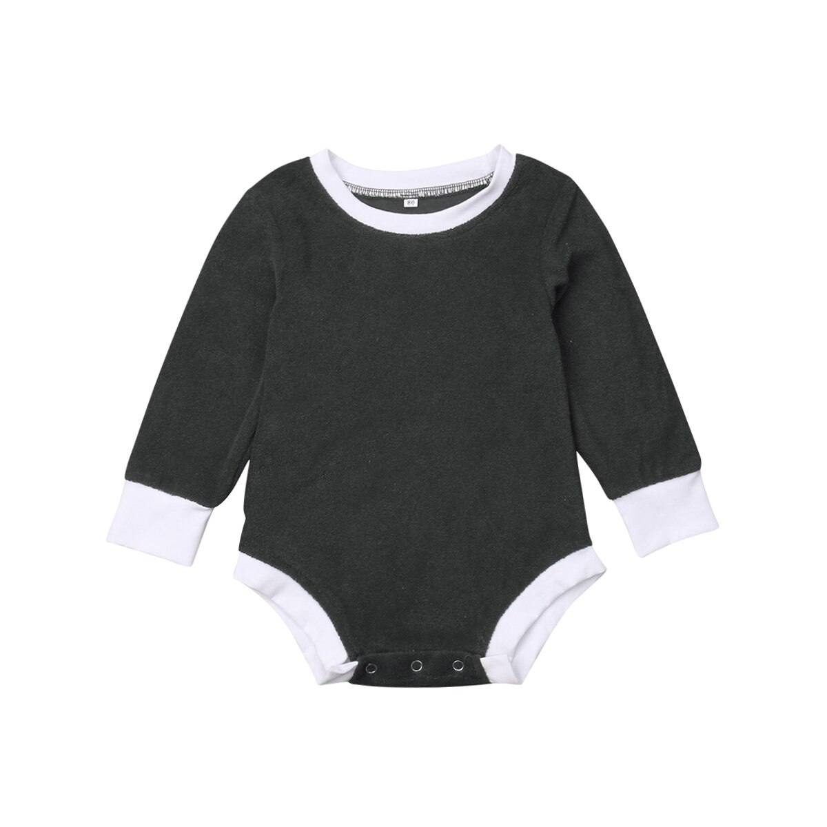 Brand 0-18M Infant Baby Girl Boy Autumn Casual Bodysuits Long Sleeve Solid Jumpsuits Patchwork Cotton Clothes 2 Colors: Gray / 18M