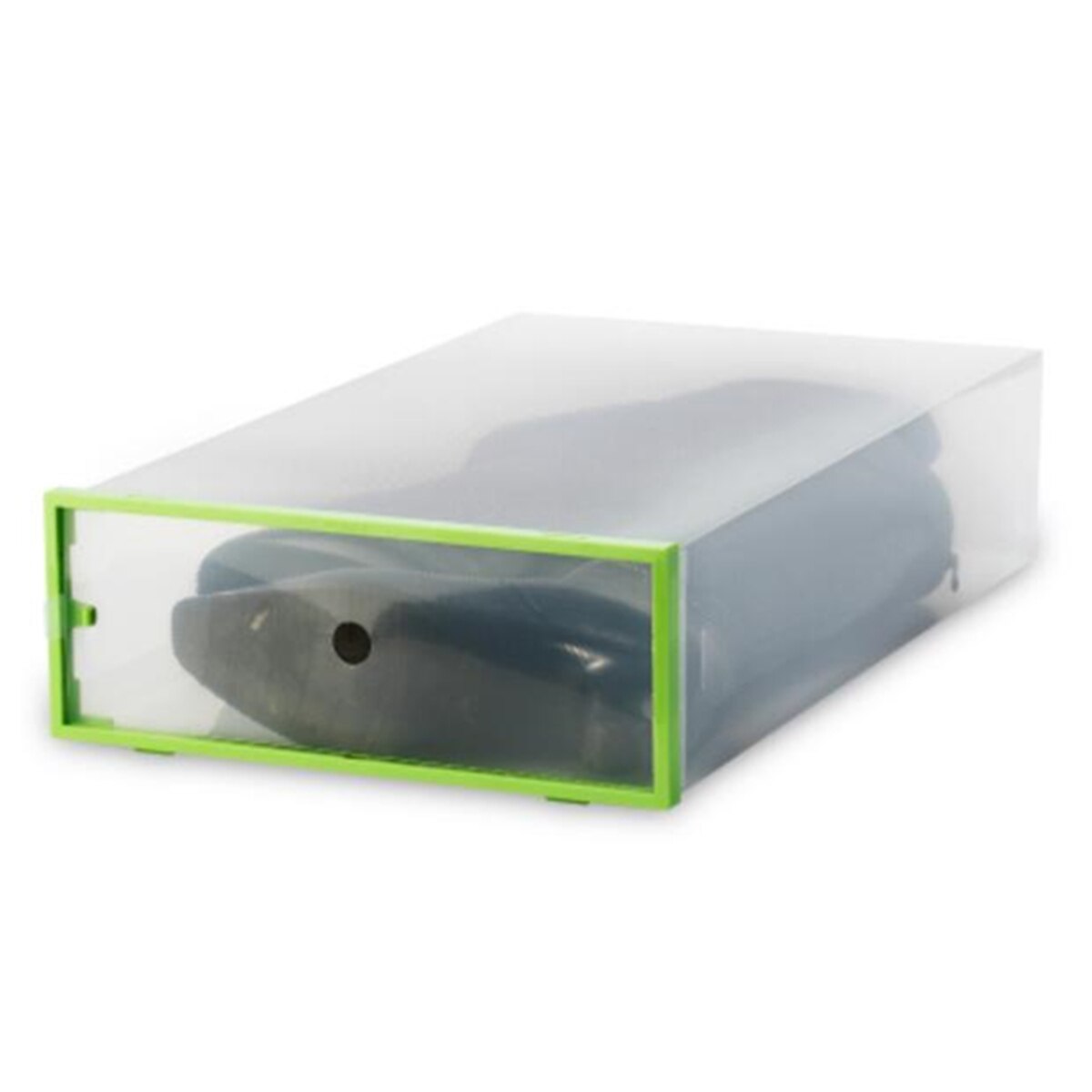 Boots Box Shoe Storage Box Case DIY Folding Shoe box Transparent Plastic Rectangle PP Organizer Thickened Holder: Green