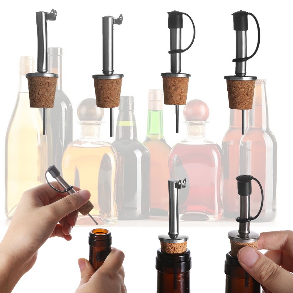 1/3PCS Wooden Cork Red Wine Pourer Oil Beer Metal Bottle Stopper Plug With Cover Home Kitchen Barware Bar Tools Bottle Stopper