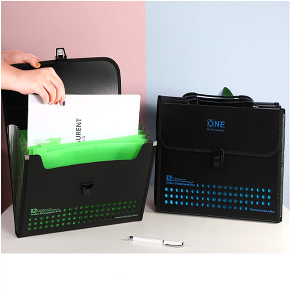 12 Pockets Accordion Expandable File Folder With Handles Portable A4/A5 Letter Size Business Office File Document Organizer PP