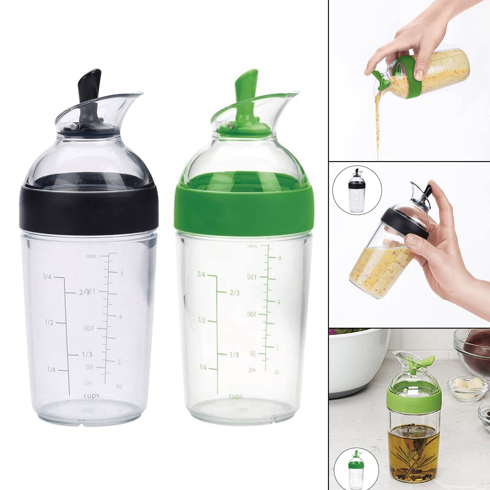 1pc Salad Dressing Shaker Emulsifier Universal Manual Sauces Mixer Spill Resistant 240ml with Measurement
