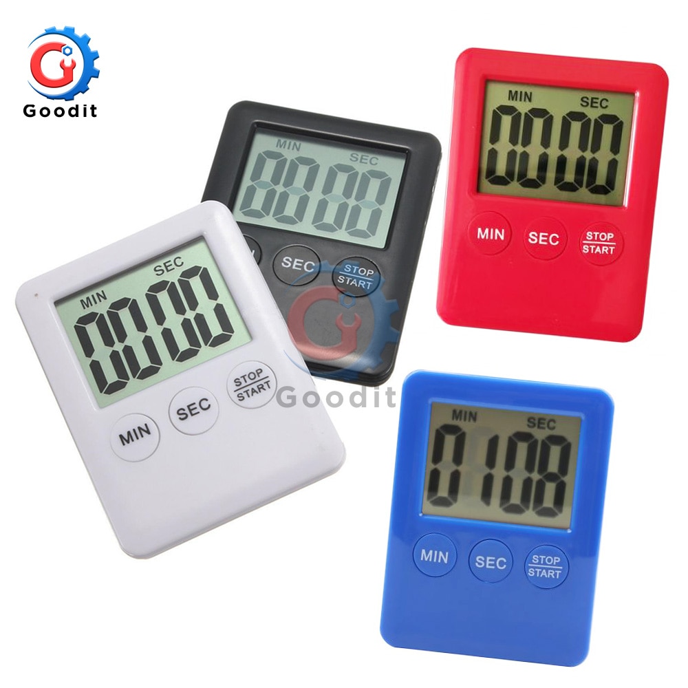 Super Dunne Grote Lcd Digitaal Scherm Kookwekker Vierkant Koken Tellen Up Countdown Alarm Magneet Klok Temporizador Magnetische