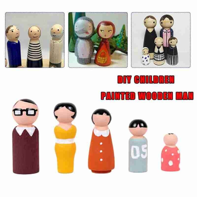 1 Uds. De muñecos de madera sin pintar, muñecos de Madera hechos a mano para hombres y mujeres, figuras artesanales, Graffiti de Color pequeño, juguete de madera W7Q5