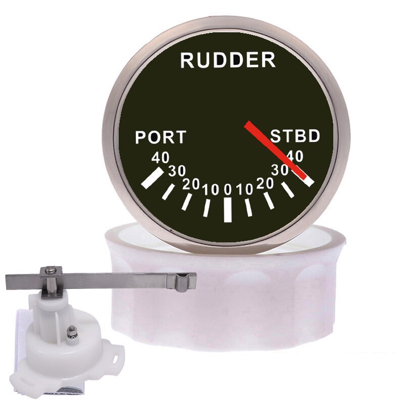 Waterproof Boat Marine Rudder Angle Indicator With 0-190 ohm Rudder Angle Sensor Red Backlight for 12V/24V