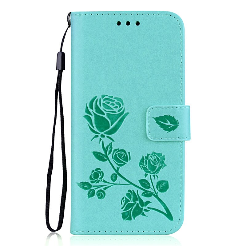 Funda de cuero con flor 3D para Huawei Y3 Y 3 tarjetero funda de cartera para Huawei y3 CRO-L22 funda de CRO-U00: Light Green