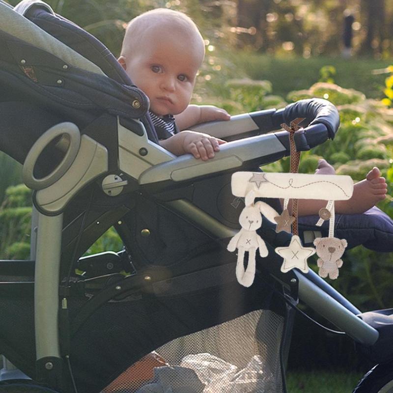 Baby Kinderwagen Hängen Glocke Krippe Spielzeug Baby Rasseln Weiche Nette Kaninchen Bär Form Mit Sicherheit Spiegel Songs Spielen Box Neue