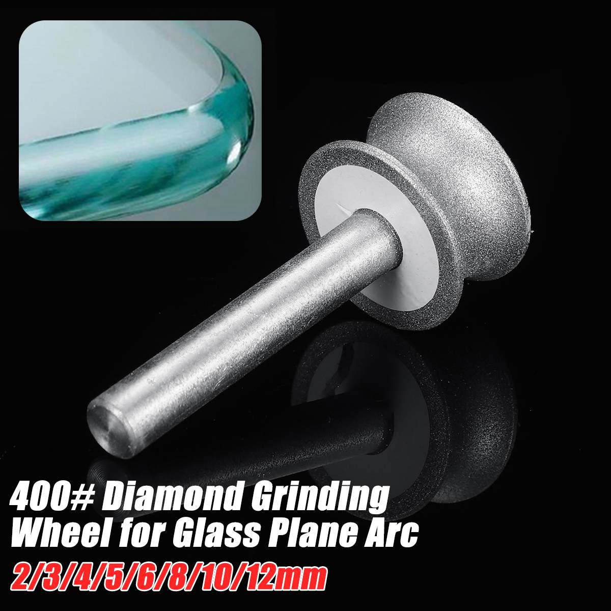 3-12Mm Diamant Slijpschijf Diamant Slijpschijf Slijpschijf Voor Glas Vliegtuig Rechte Rand Afschuining 6Mm schacht