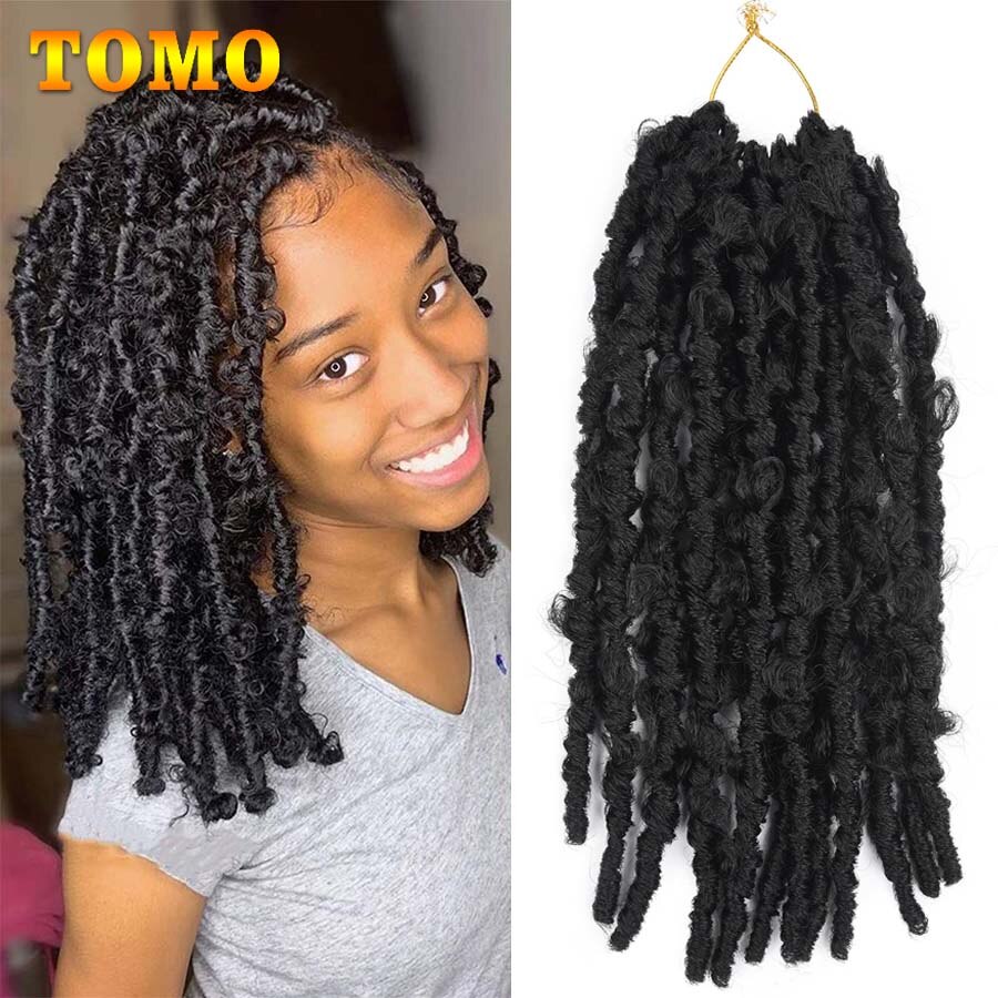 TOMO Soft Butterfly Locs Crochet Hair 12 Inch Handmade Butterfly Locs Faux Synthetic Crochet Twist Braiding Hair Extensions