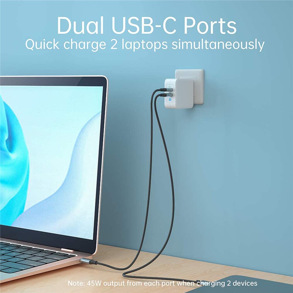 100W GaN Dual USB tipo-C cargador para iPad Pro cargador de pared para iPhone 11 Pro Teléfono para Samsung/Huawei/ASUS/Lenovo/DELL Tablet
