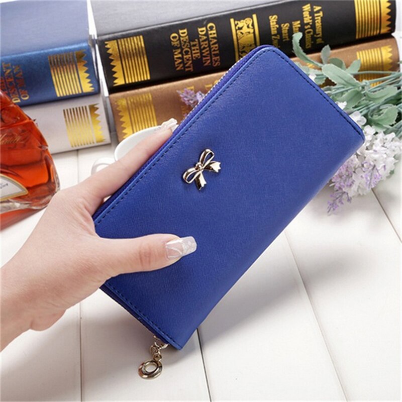 Senhoras bonito bowknot feminino longo carteira portátil bolsa de embreagem 2020 novo telefone bolsa titular do cartão carteira