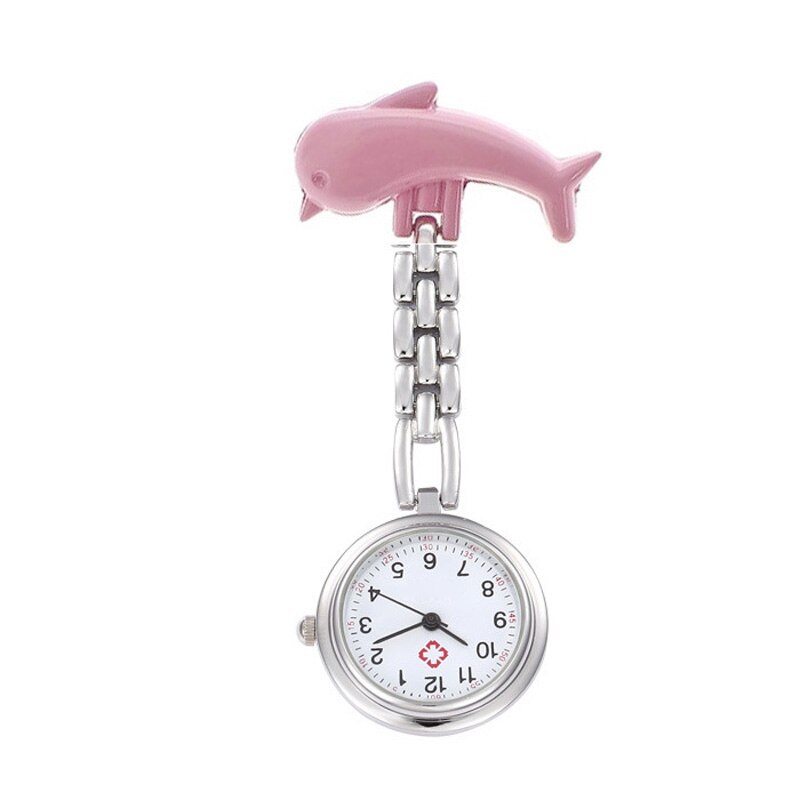 Neue Kommen frauen Delfine Quarz Krankenschwestern Uhr Legierung Taschenuhr Smiley Krankenschwester Tabelle Uhren ~ LXH: Rosa