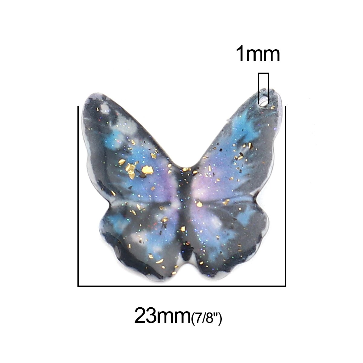 3/5PCs fascini del pendente della serie della farfalla dell'insetto della resina per la fabbricazione di gioielli foglia d'oro farfalla animale blu viola stagnola 23mm x 22mm: 5PCs-1