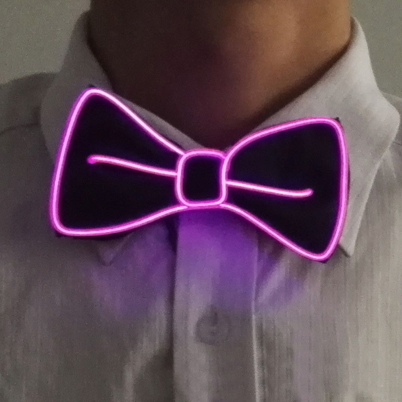 Neueste Männer LED Draht Krawatte Bowtie Blinklicht Bis El Draht Fliege Krawatte LED Mens Lichter Bowtie Hochzeit glühen partei Liefert: Rosa
