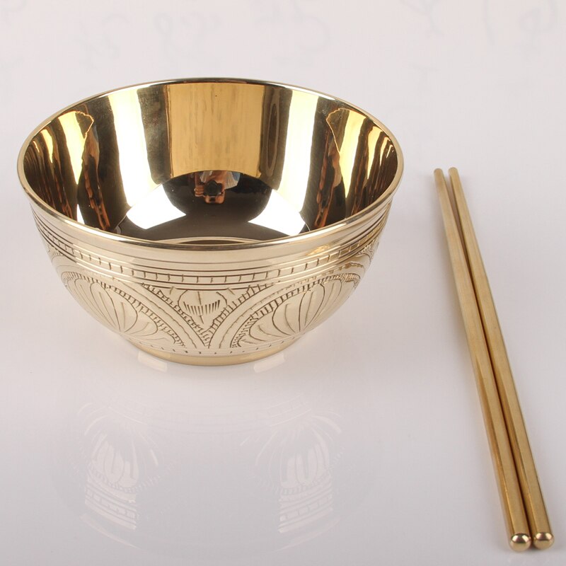 4-5-6 inch copper bowl rice bowl India imported pure copper bowl household tableware set copper chopsticks spoon noodle bowl