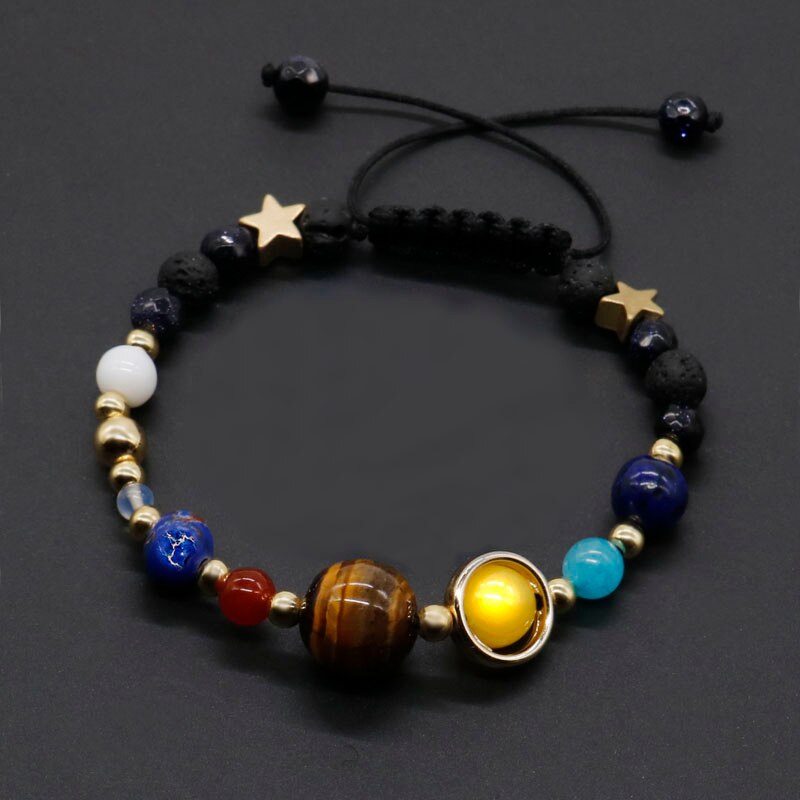 Pulsera con piedra Natural hecha a mano para hombre y mujer, brazalete con sistema Solar, Galaxia, universo, joyería MY99,: BS B / Women Size