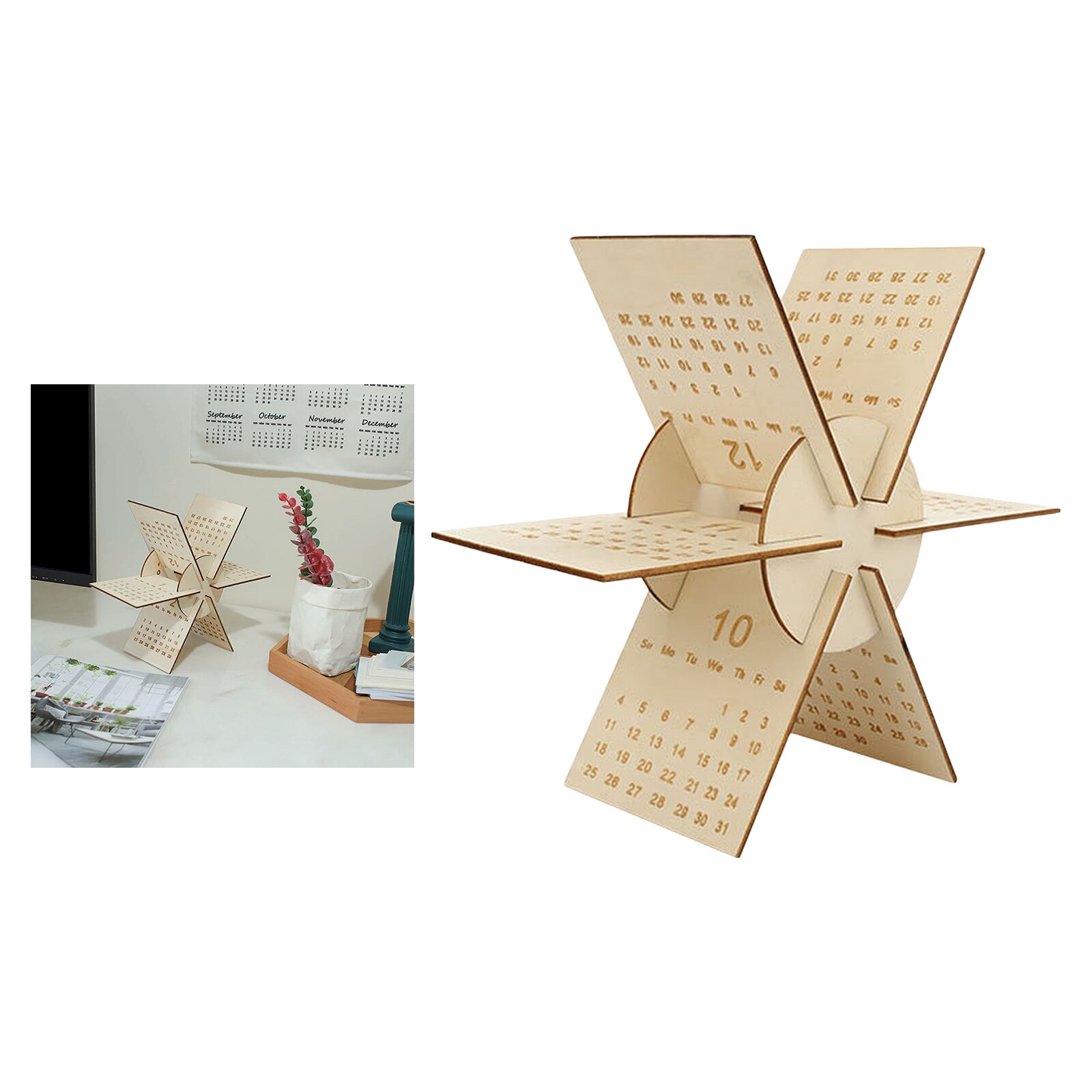 Geometrische Houten Tafel Art Puzzel Kalender Diy Set Maand Datum Display Home Office Handwerk Decor Rustieke Ornamenten