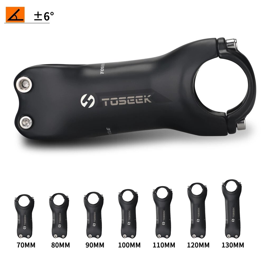 TOSEEK Super Light Full Carbon Fibre Bicycle Stem Bike Parts Matte Angle 6 / 17 Degrees Length 70/80/90/100/110/120/130mm