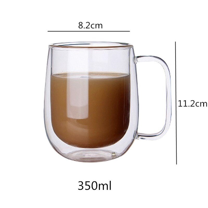 Double insulation transparent glass coffee cup with the glass office household cup milk cup 400 ml