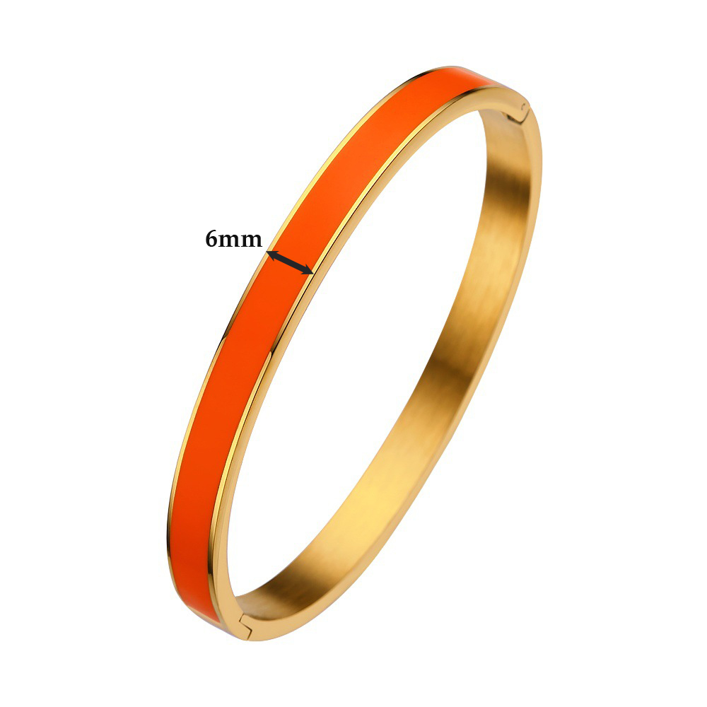 G & D Luxe Kleurrijke Oranje Enamel Bangles Armbanden Voor Vrouwen Party Bangles Originele Roestvrij Stalen Sieraden: Antique Copper Plated