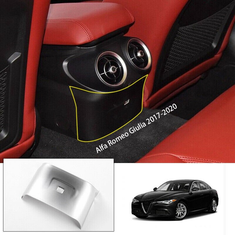 Abs bil bakre luftutlopp under kick cover trim för alfa romeo giulia (silver): Default Title