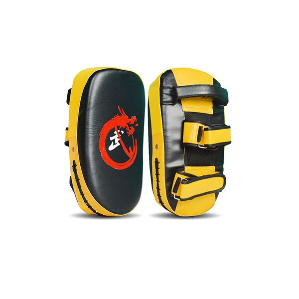 Thai boxing target Muay Thai Karate Sanda Punching Bag Curved foot target Boxing Fitness Hand Held Target Shooting Free Sparring: 1 pair yellow