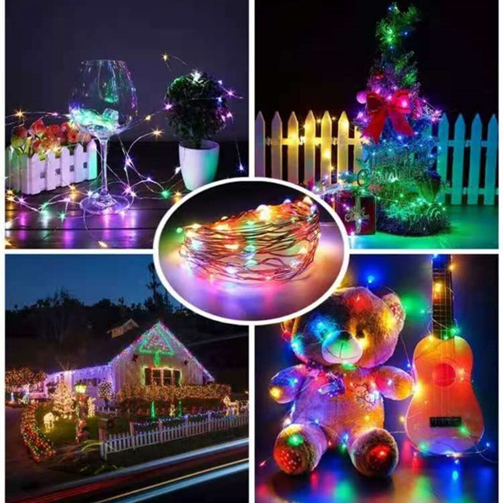 Battery/USB Operated LED Music String Lights Sound Activated 5M 10M Silver Wire Garland Party Wedding Christmas Home Decoration