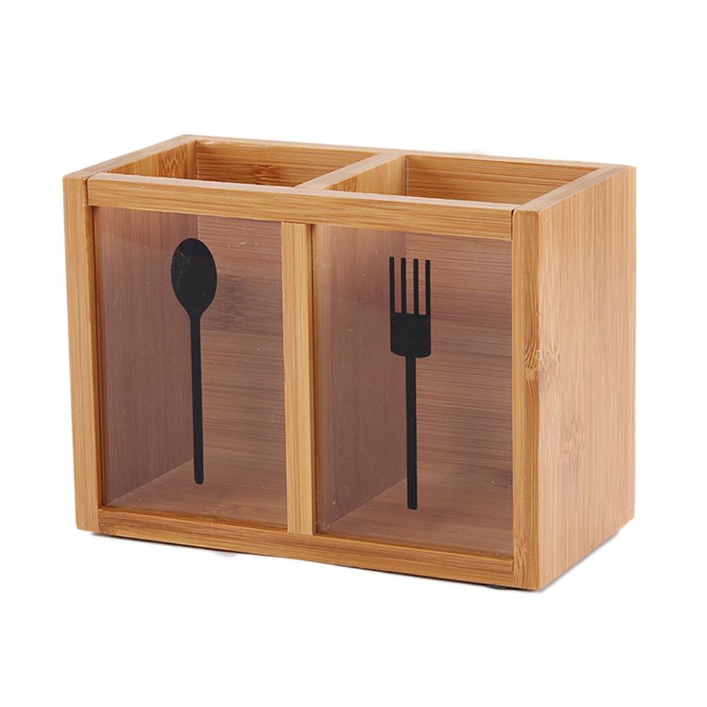 Kitchen Cutlery Storage Box Multifunctional Bamboo Chopsticks Drain Stand Chopsticks Partition Storage Rack Drawer Organizer: C