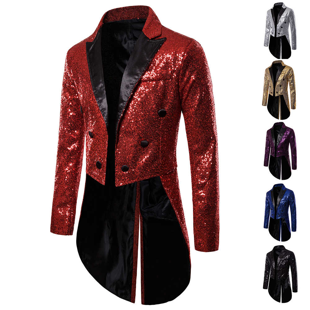 Traje de hombre con botones de lentejuelas redondas, esmoquin, espectáculo de escenario, presentador de boda, Festival de baile, celebración, cena, ropa informal para hombre, abrigo para hombre