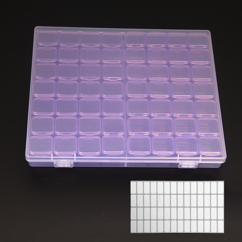 Diamond Painting 28/56/224 Slot Box Storage Accessories Tool Nail Art Rhinestone Bead Stone Storage Box Sewing Container: 56 grid purple
