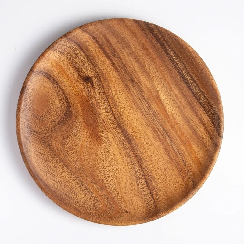 Wood Dinner Plates Decorative Wooden Serving Platter for Food Fruit Tray Appetizer Dessert Salad Plates Plates for Dishes Snack
