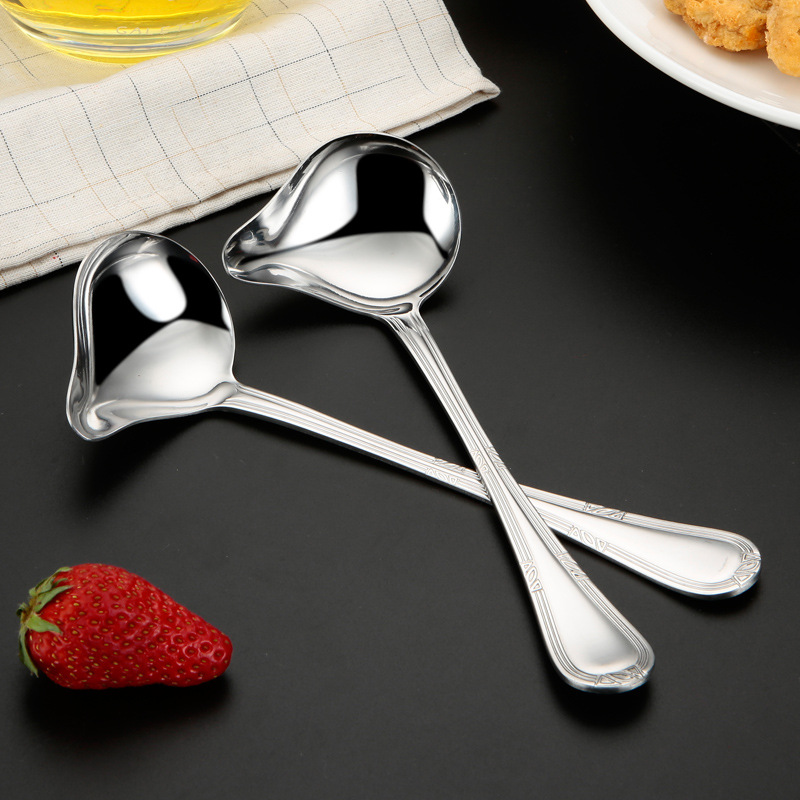 Cuillère à Sauce à soupe en acier inoxydable, petite louche à soupe, cuillère de service créative, cuillère à Sauce au bouillie, couverts délicats, 1 pièces