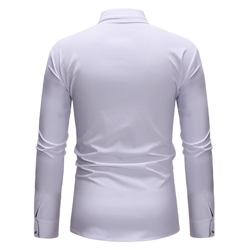 White African Dashiki Print Dress Shirt Men Fahion Mandarin Collar African Clothes Streetwear Casual Camisa Masculina XXL