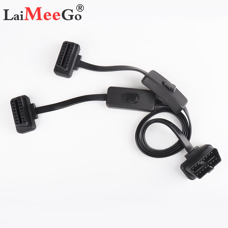 Newest Male to Female Connector OBD OBD2 16PIN Power Switch Diagnostic Tool Lenght 60CM Switch ON/OFF Save Power For ELM327