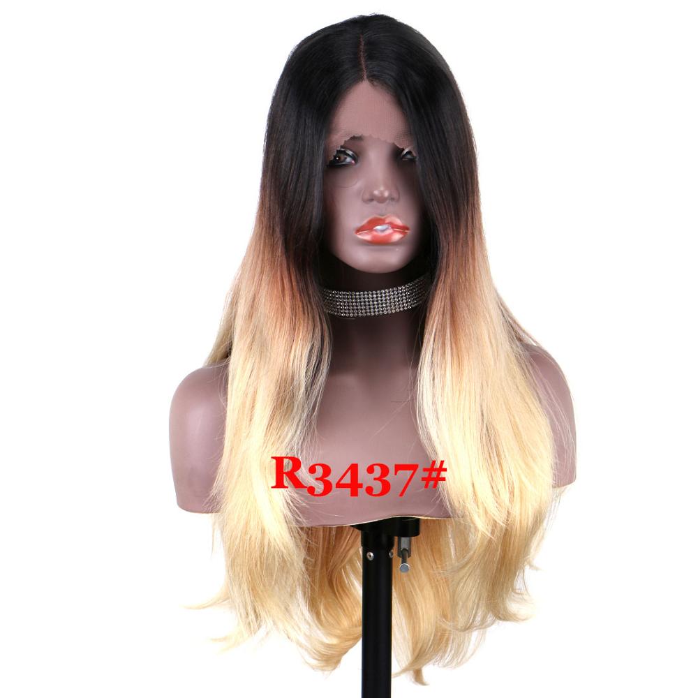 Wonderlady Lange Golvende Kant Pruiken Voor Vrouwen 28 Inch Natuurlijke Golf Synthetische Lace Front Pruiken Ombre Kanekalon Hittebestendige Vezel: R3437