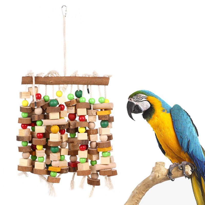 Juguete para masticar pájaros, jaula grande y mediana para loros, juguetes para morder, Macaws grises africanos, cacatúa, Eclectus: Default Title