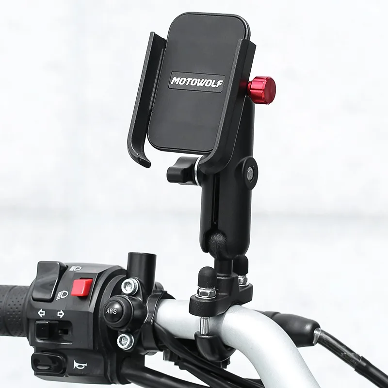 Universele 12-24V aluminium stuur motorfiets fiets mobiele houder met USB-oplader Moto achteruitkijkspiegel mobiele telefoon standhouder