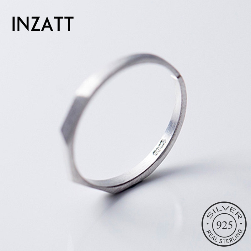 INZATT Plata de Ley 925 auténtica anillo de apertura geométrica para mujeres, , delicado de , joyería minimalista, accesorios