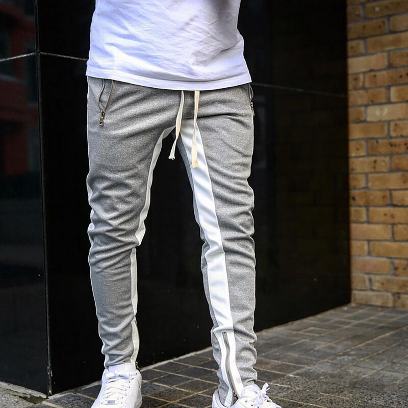 Herre joggingbukser afslappet bukser fitness mænd sportstøj træningsbukser skinny joggebukser bukser sorte gyms jogger track bukser: L / E530362