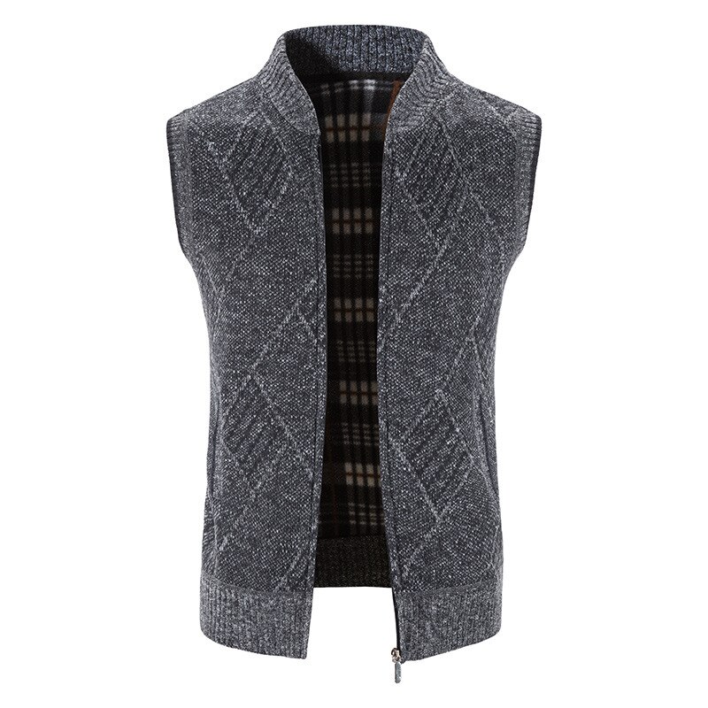 Heren Trui Gebreide Vest Mannen Vesten Sweather Mannen Kleding Koreaanse Vest Verdikte Mannen Jas Comfort Rits Mode Kleding: Drey / L