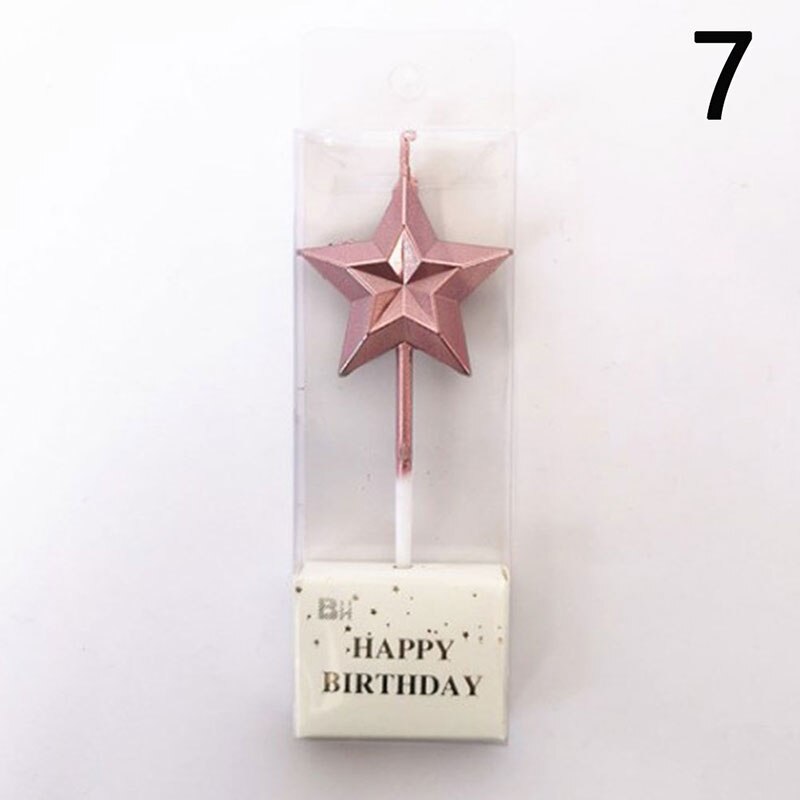 1 Pcs Love Diamond Shaped Gilded Safe Flames Kids Birthday Party Cake Candle: 7