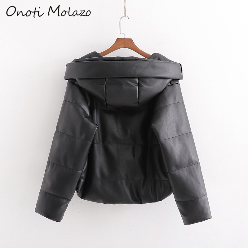 Onoti Molazo Women Coat Jackets PU Leather Casual Thick Winter Ladies Chic Vogue Jackets Coats Female