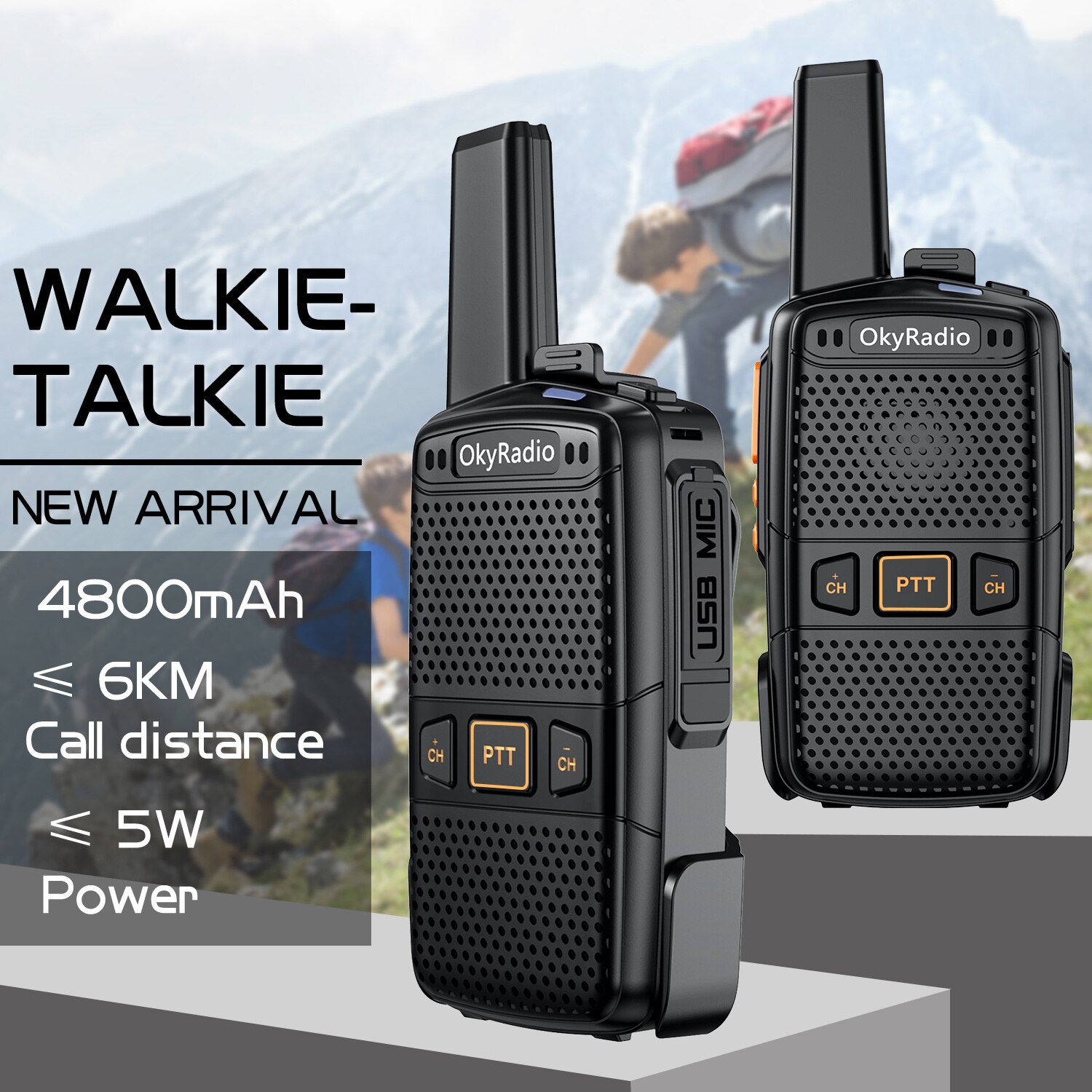 5W Werk Walkie-Talkie 6Km Call 4800Mah 470Mhz Real-Time Walkie-Talkie Draagbare waterdichte Walkie-Talkie Anti